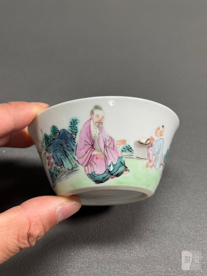 清雍正  粉彩人物故事图马蹄杯 - 图7
